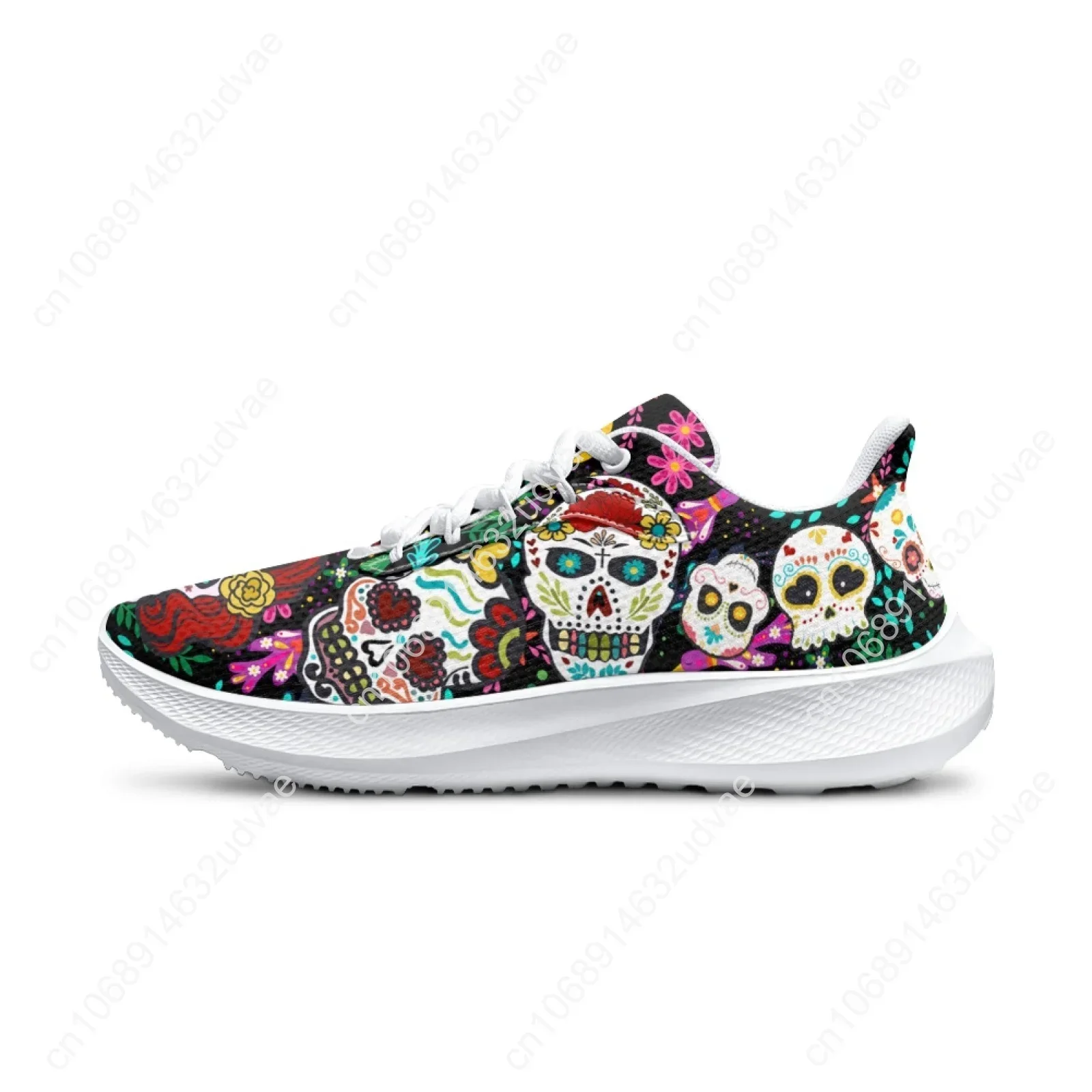 Stylish Mexican Day Of The Dead Skull Running Shoes Sugar Skull Print Girls Tennis Shoes Gym Shoes Zapatos Mujer