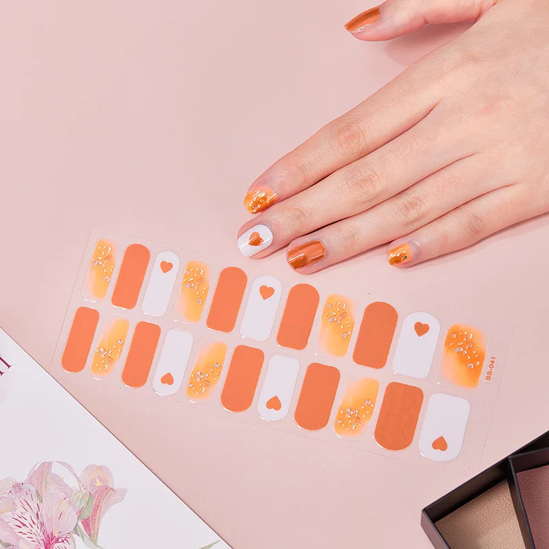 Semi Cured Gel Nails Art Stickers Fashion Solid Color Manicure Decal UV LED Lamp Gel Nail Decals Nail Sticker Decoration