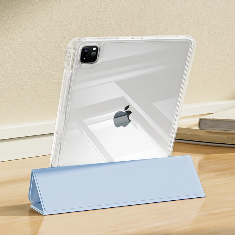 Crystal Clear iPad Pro Case with Pen Slot and Detachable Cover