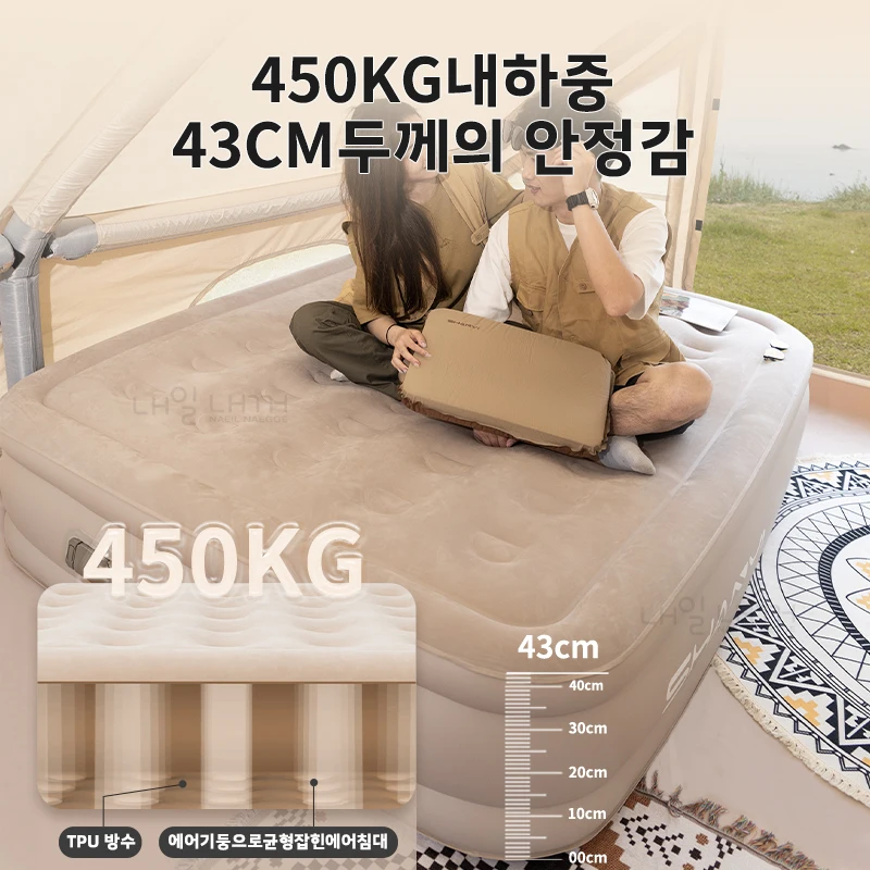 Air Mattress with Auto Inflation Camping Mat Outdoor Portable Mattress Double Queen Size Indoor Glamping Mat PVC Inflatable Sleeping Luxurious 2-Person Outdoor Camping Bed