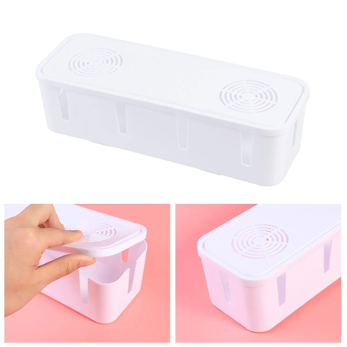 케이블 보관 상자 소형 공간 절약형 데스크탑 벽 코너 정리함 고품질 열 방출 어린이 안전 코드 관리