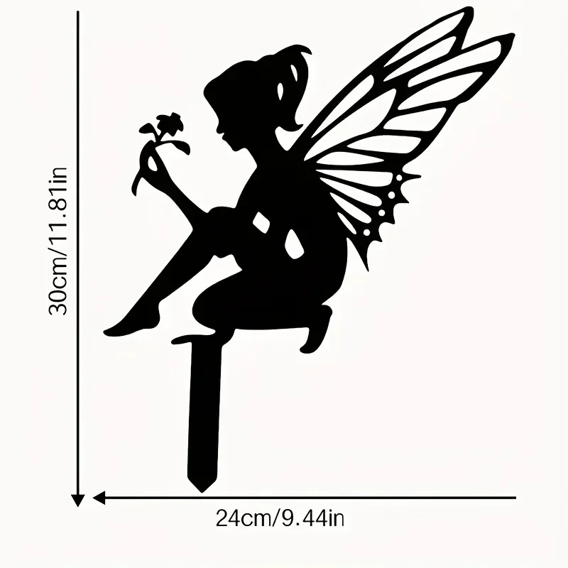 

HELLOYOUNG Flower Fairy Elf Garden Decoration Ground Insert Metal Fairy Art Garden Courtyard Lawn Decoration Garden Yard Party