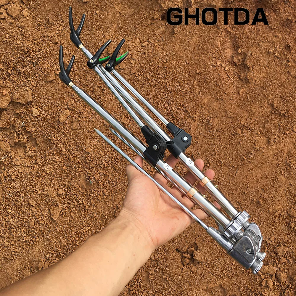 

Foldable Fishing Rod Bracket Pole Stand Holder Adjustable Flexible Stainless Steel Support Double Rods Chair Equipment Tool