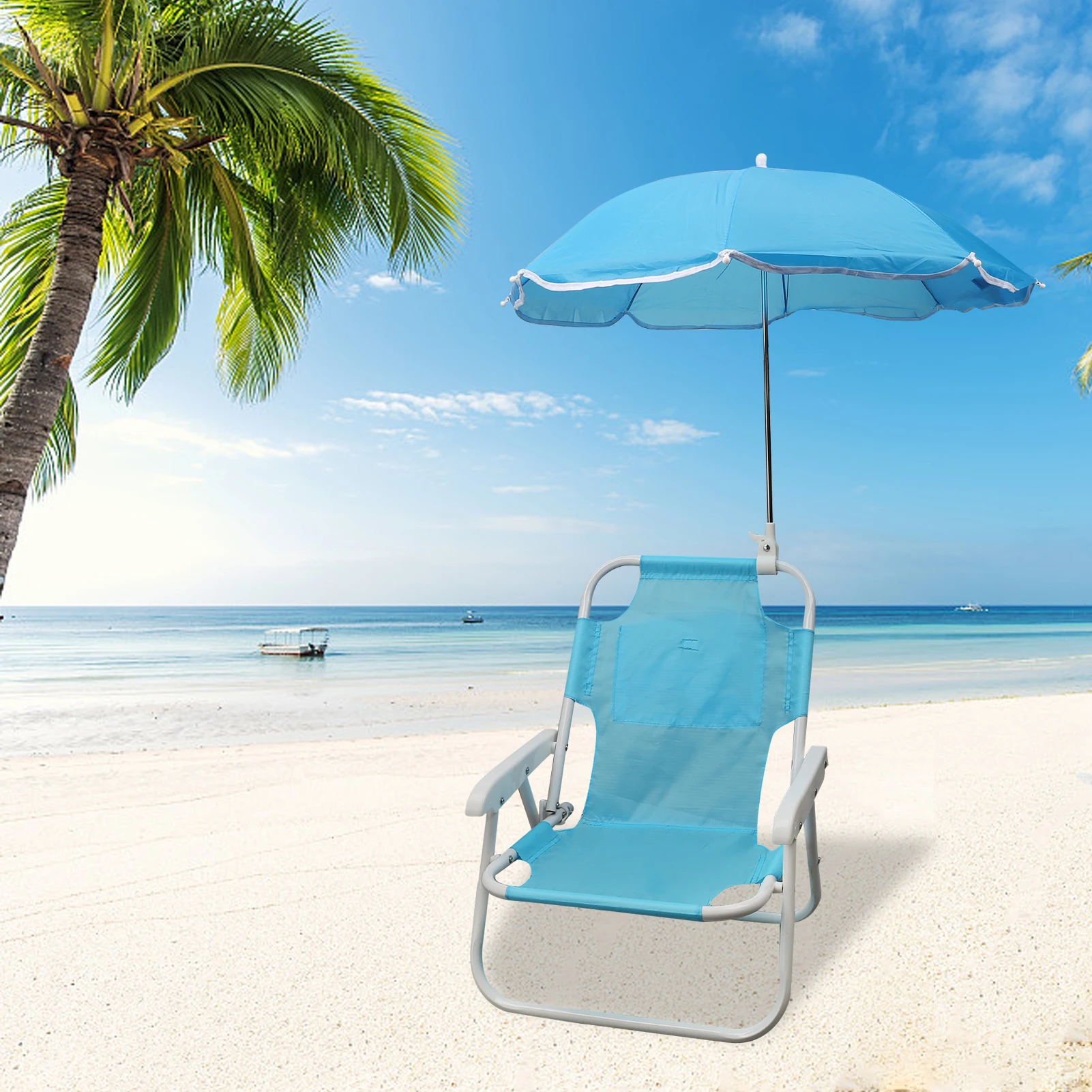 Beach Chairs and Umbrellas Outdoor Beach Folding Multifunctional Portable Deck Chairs For Children