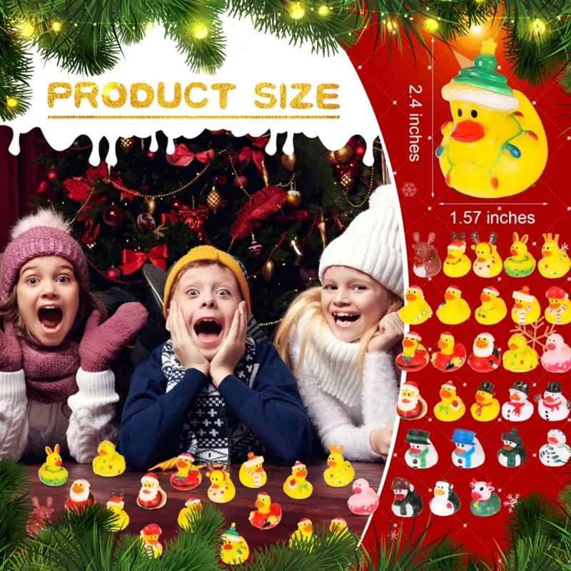 Christmas Theme Rubber Ducks  Funny Ducks Pool Set Water Toys Party Favors Bathtub Toys For School Carnivals Outdoor Play 6