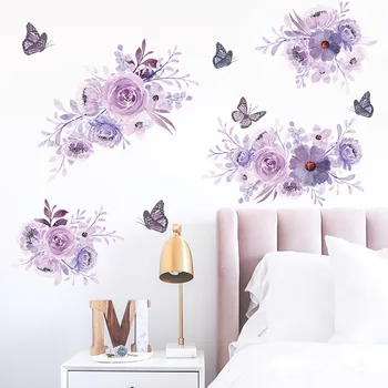 40x60CM Purple Flower Wall Stickers Art 1