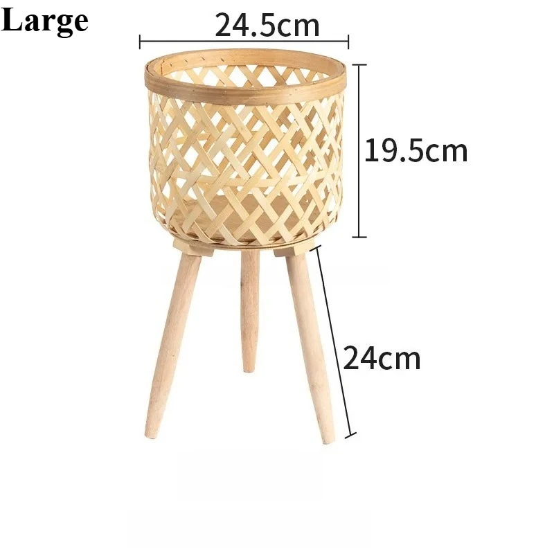 Elegant Wood Woven Standing Planter Basket with Legs