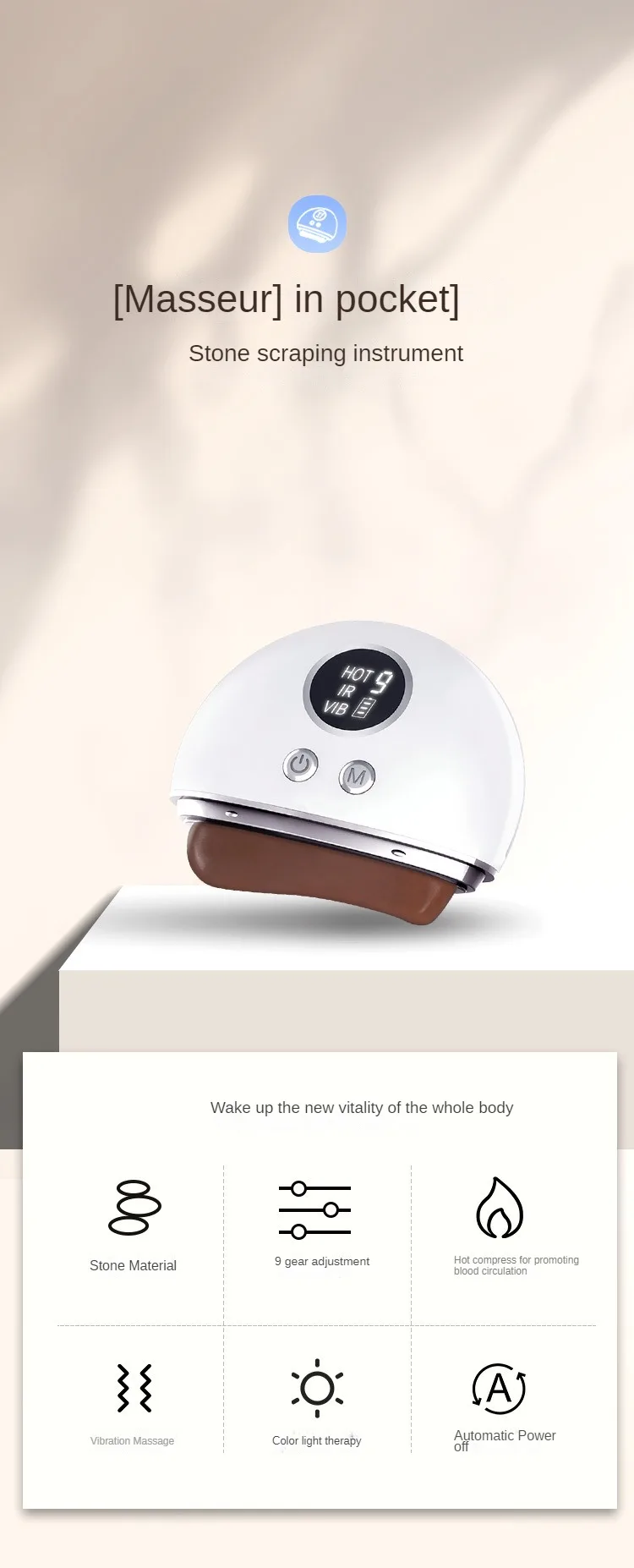 DYM040-1 Bianshi Scraping Instrument Multifunctional Electric Meridian Dredging Colorful Light Heating Massage Instrument 5