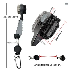 Retractable Golf Club Cleaning Brush with Cover and Carabiner Clip - Outdoor Sports Accessory (Eight Stylish Designs Available) (Plus - Grey)