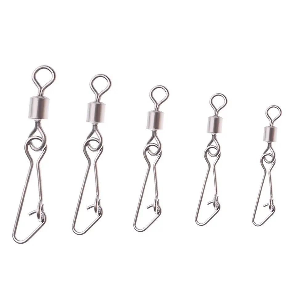 

Metal Fishing Tools with Hooked Snap Interlock Rolling Swivel Fishing Bearing Tackle Swivels Connector