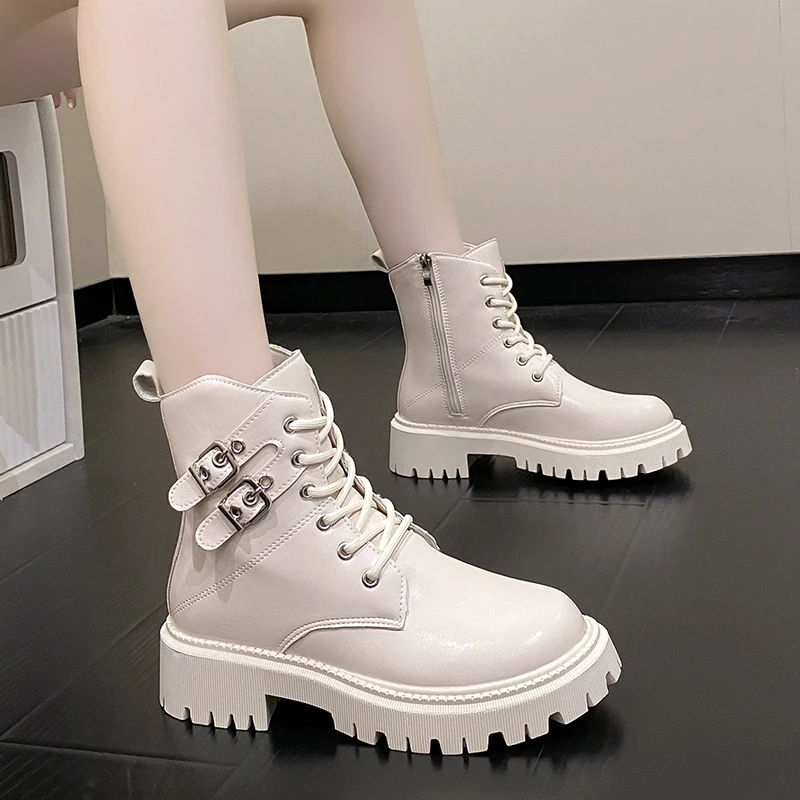 

Женские ботильоны на молнии, однотонные полусапожки с круглым носком, на осень-весну, 2023