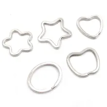 

10pcs/lot Keyrings Metal Split Ring Heart/Five-pointed Star/Oval Shape Key Clasp For DIY Key Ring Key Chain Handmade Accessories