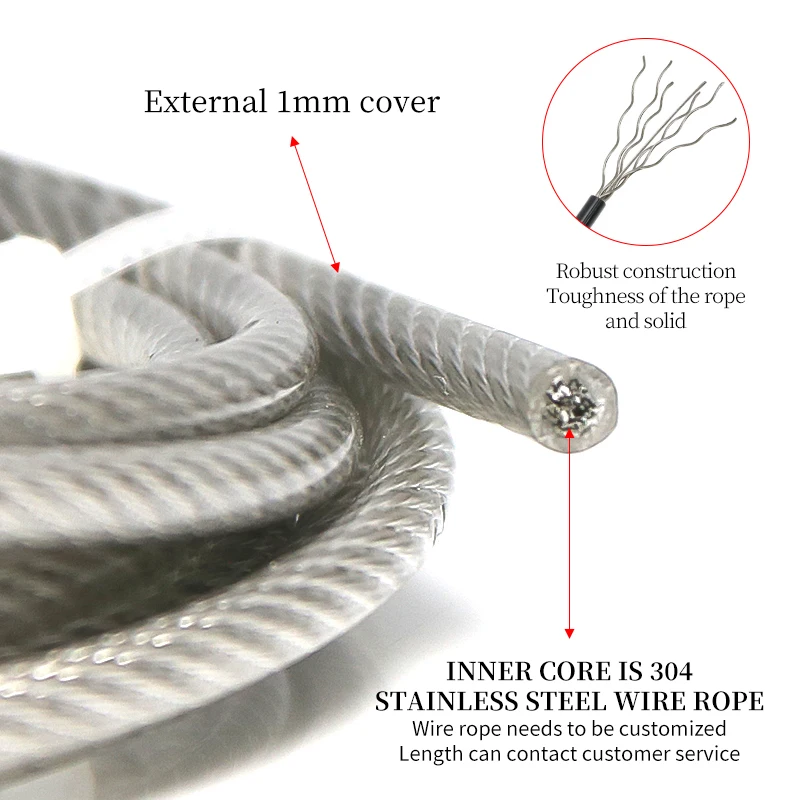 3mm Color Coated Steel Wire Rope Hanging Paintings Hanging Code Lock Wire Adjustable Stainless Steel Rope Buckle Fasteners