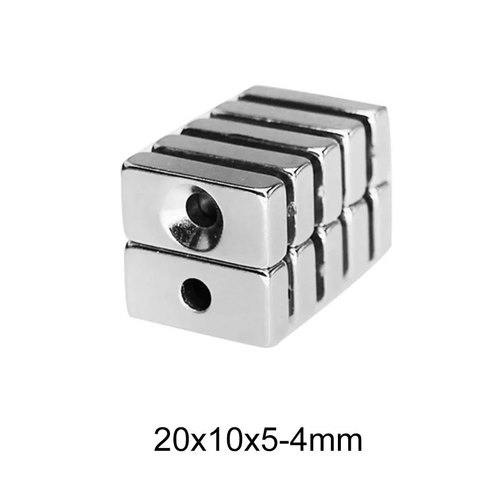 5~60PCS 20x10x5-4 Powerful Block Magnetic Countersunk Hole 4mm Permanent Magnet 20x10x5-4mm Super Neodymium Magnets 20*10*5-4