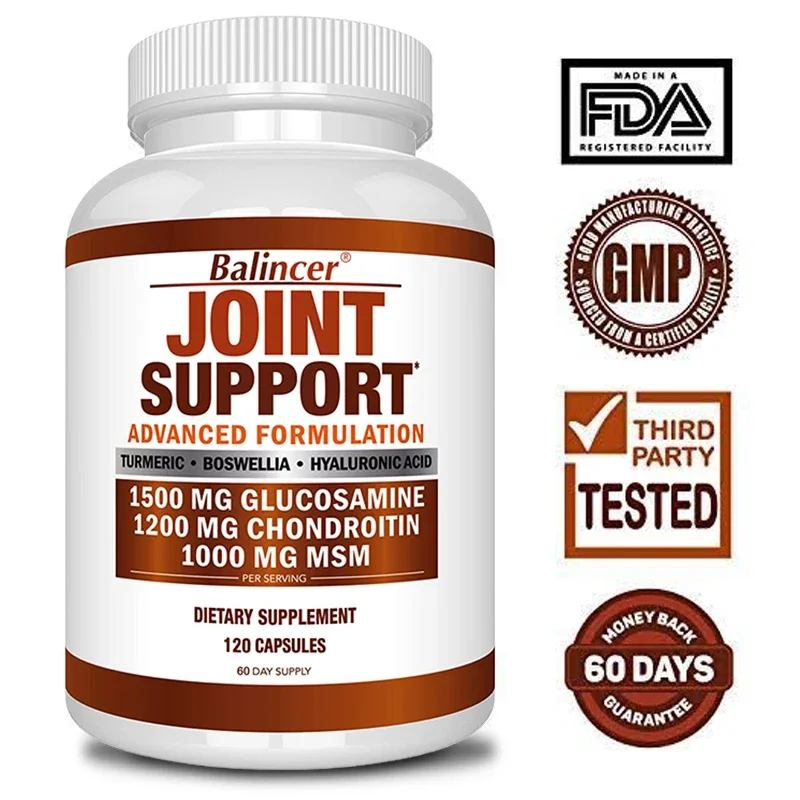 

60/120 Glucosamine & Chondroitin & MSM 3-in-1 Capsules - Joint Health Support Supplement - Non-GMO, Vegetarian Capsules