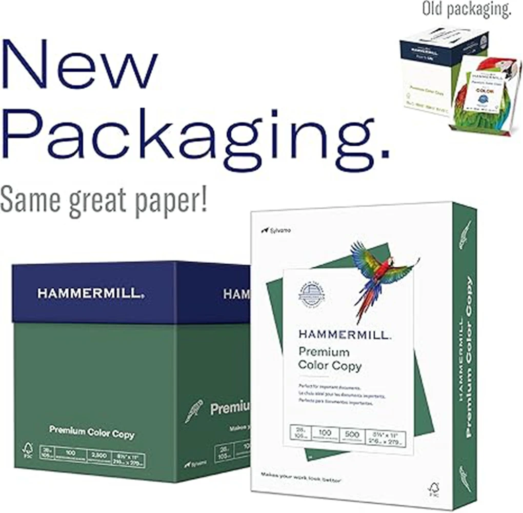 Hammermill Printer Paper, Premium Color 28 lb Copy Paper, 8.5 x 11-6 Pack (1,800 Sheets)-100 Bright