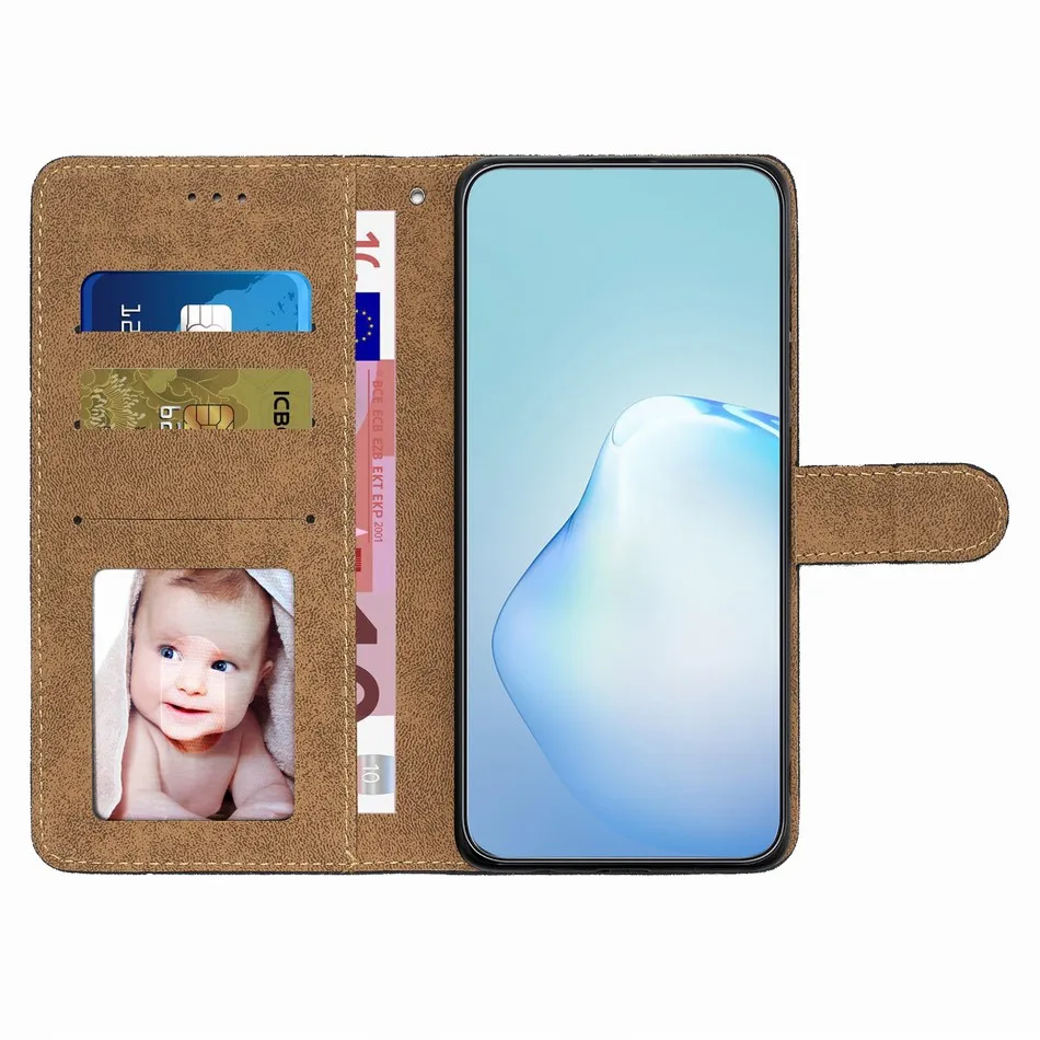 Elegant Single Color Leather Wallet Phone Cover with Cash Holder