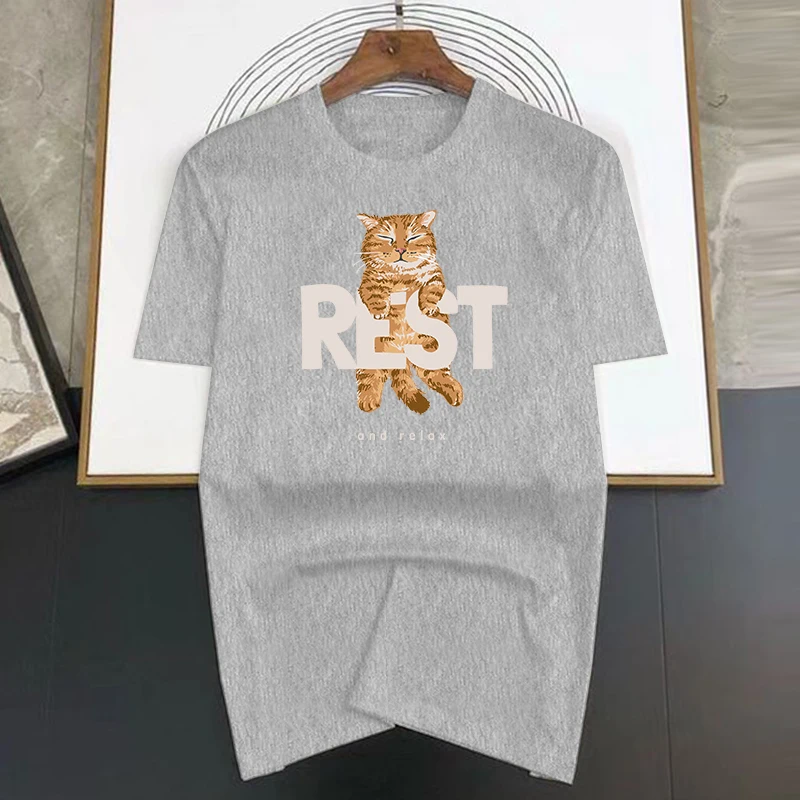 T-shirt homme imprimé chat - haut décontracté pour l'été_voghion.com