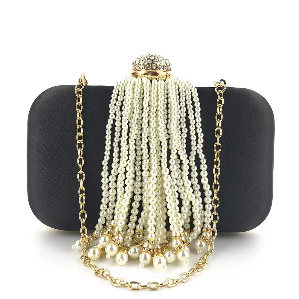 Fashion Diamond Pearl Tassel Evening Bags Dinner Prom Party Handbag Small Clutch For Women Trendy Classic Clutch Shoulder Bags