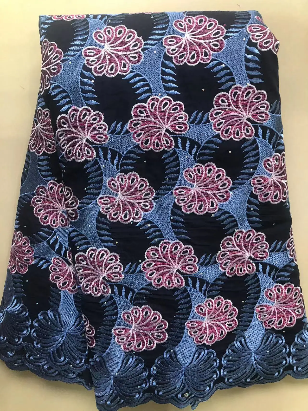 

African Nigerian Cotton Lace Fabric High Quality 5 Yards Swiss Voile Lace In Switzerland 2023 High Quality For Sewing Wedding