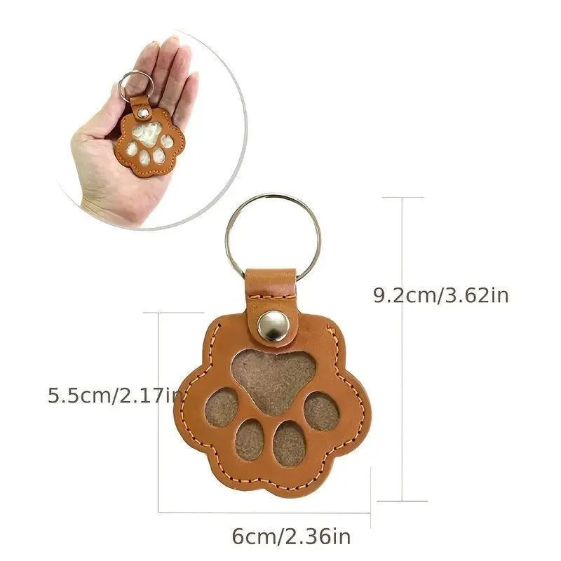 Porte-clés Commémoratif En Cuir Forme Patte De Chat – Pour Garder Un Souvenir (poils, Cendres) – Cadeau Personnalisé