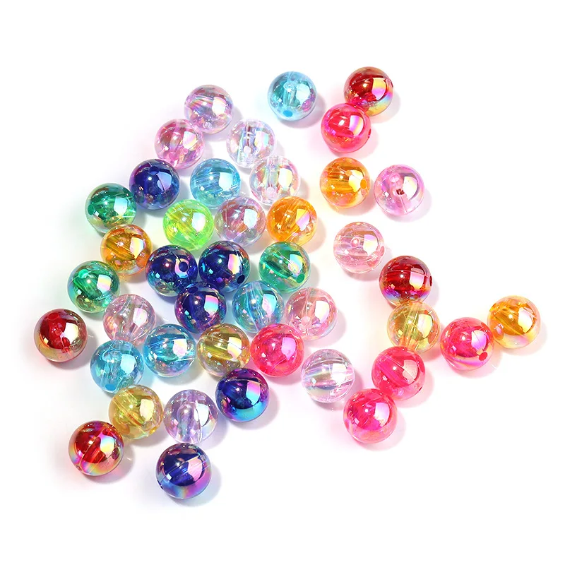 6 8 10mm Rainbow AB Color Acrylic Beads Clear Plastic Round Beads Loose Spacer for Jewelry Making DIY Bracelet Necklace