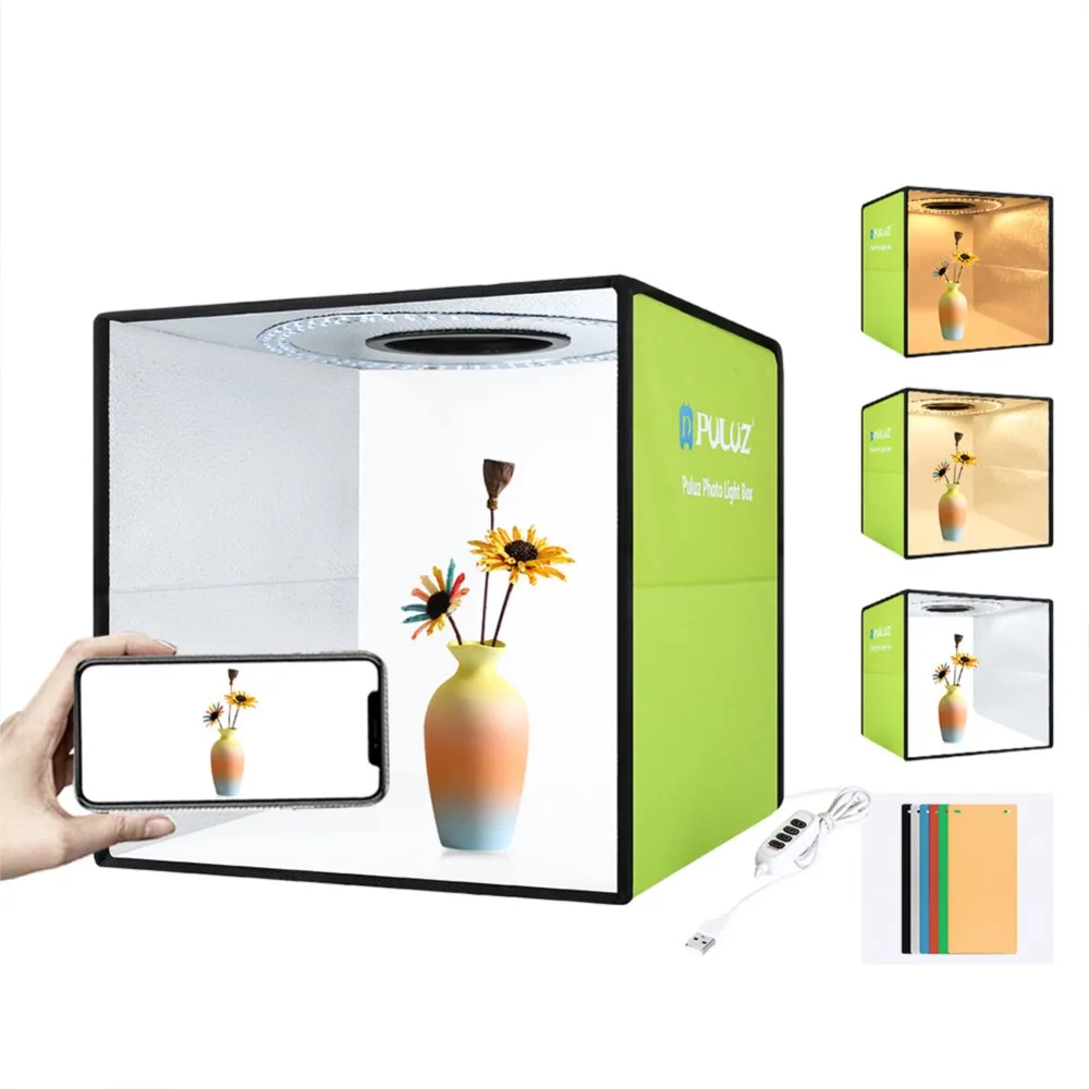 Puluz Mini 20/25/30cm Folding Lightbox Portable Photography Photo Studio Tent LED Softbox Background Kit USB Mini Light Box