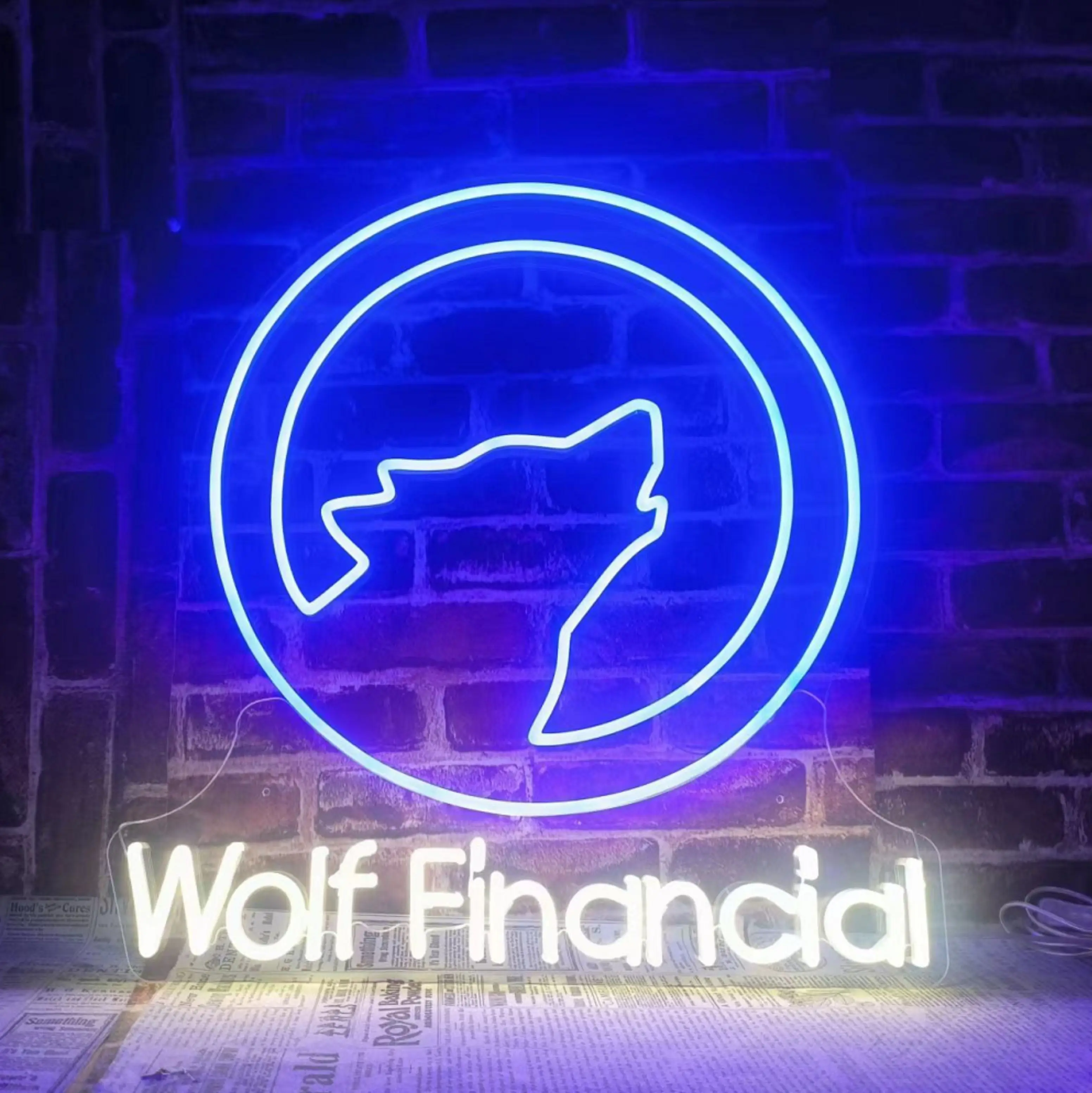 Custom  LED Neon Sign,Wolf Logo,Dark Blue Light,Atmosphere Lamp,Advertising Sign,Car Neon Sign,Music Festival Gift