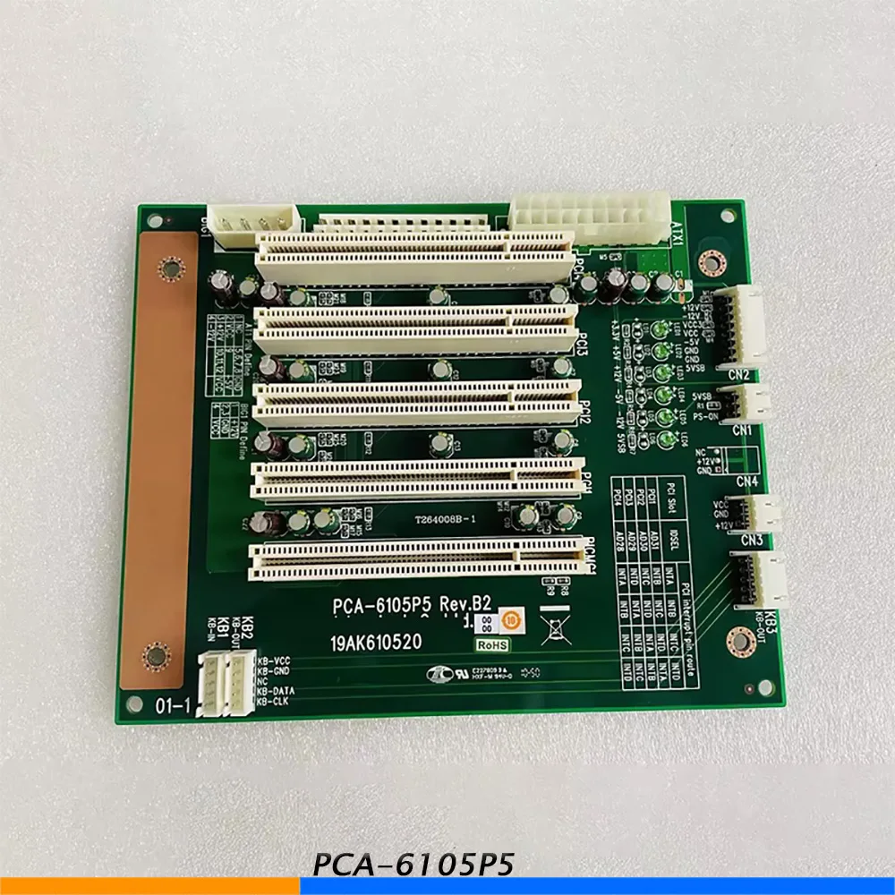 PCA 6105P5 REV B2 19AK610520 For Advantech Industrial Control Baseboard 5PCI slot supports AT and ATX