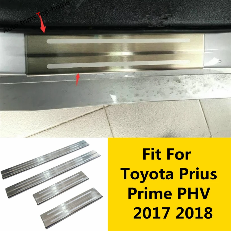 

Stainless Steel Car Inner Door Sill Protector Pedal Scuff Plate Cover Trim Fit For Toyota Prius Prime PHV 2017 2018 Accessories
