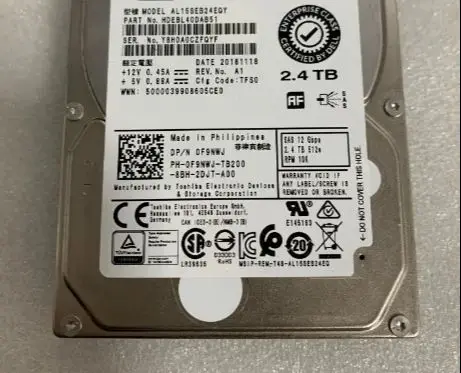 For F9NWJ AL15SEB24EQY 0F9NWJ 2 4T SAS 10K 12G 2 5 inch R740 server hard drive