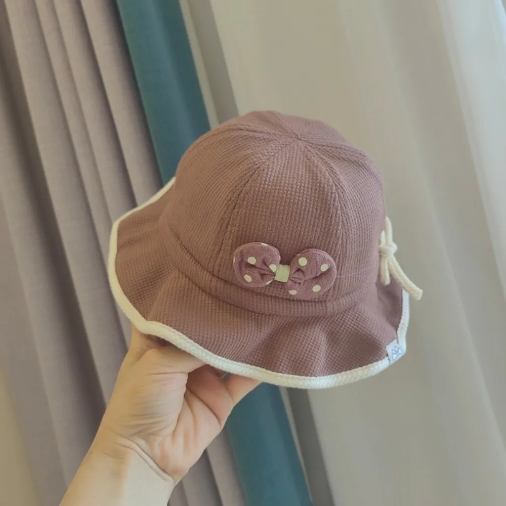 Casual Ruffle Bows Baby Bucket Hat Cute Breathable Fisherman Hat Comfortable Soft Brim Toddler Basin Cap Travel