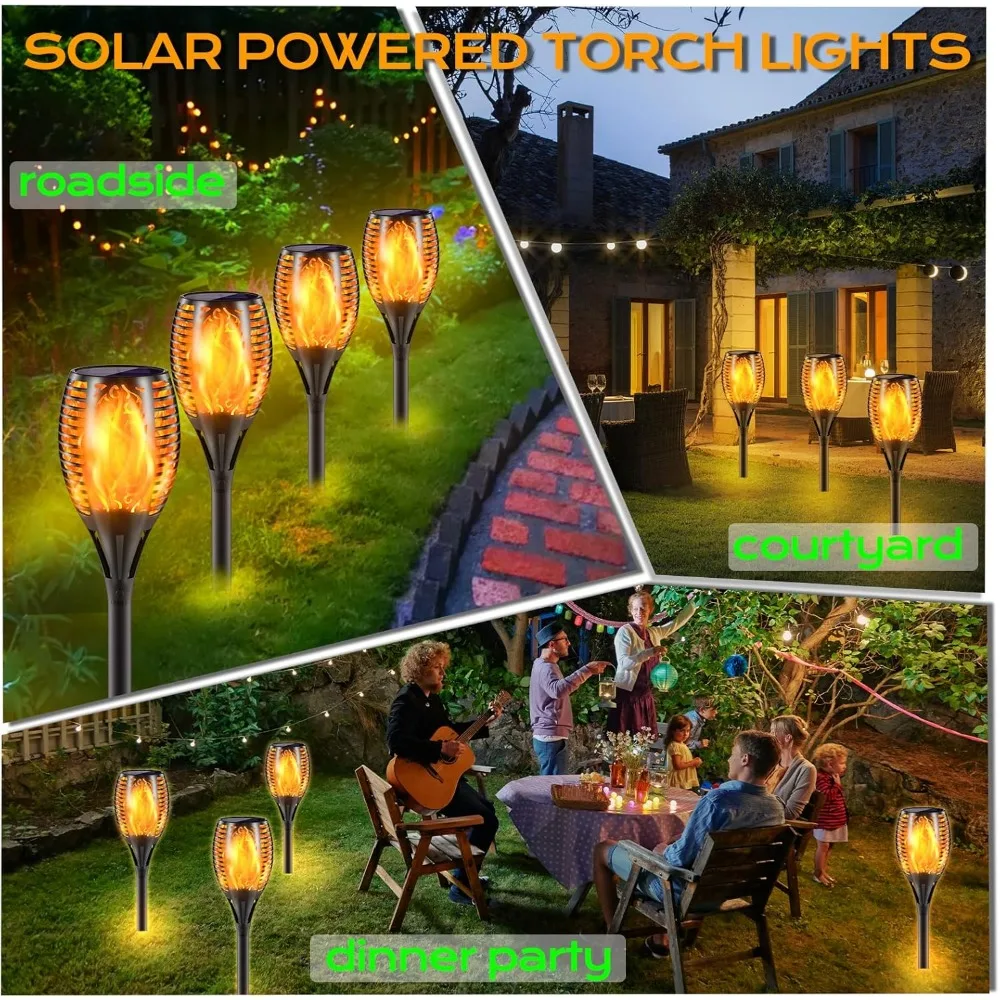 Upgraded Larger Solar Torch Lights, 43" Flickering Flame Solar Lights, Waterproof Outdoor Solar Landscape Decoration 6