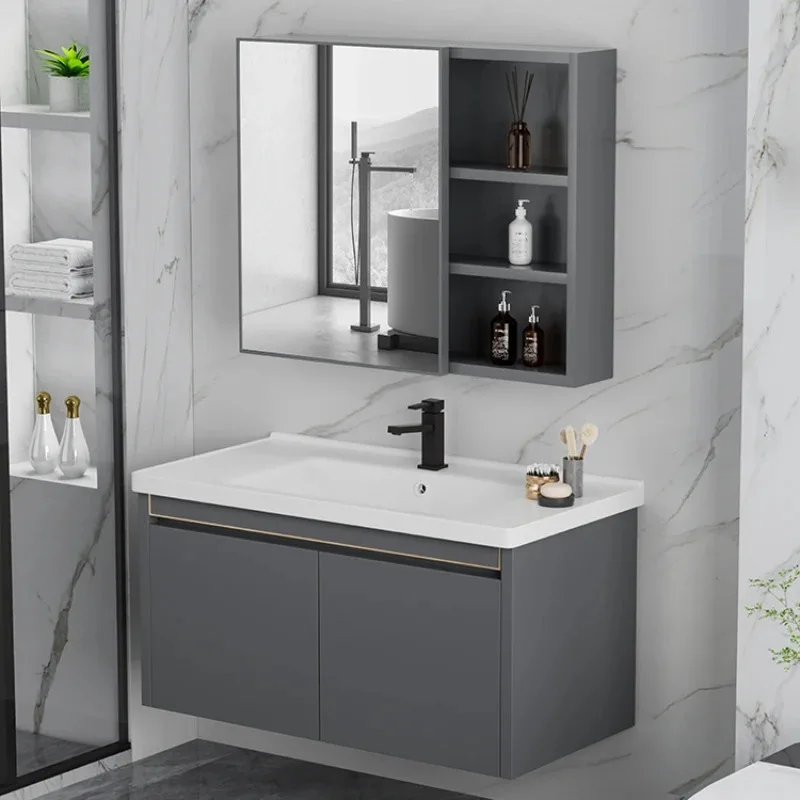 

Wooden Modern Vanity Bathroom Cabinet Partitions Locker Glass Bathroom Cabinet Toilet Cupboard Bedroom Bagno Hotel Furniture
