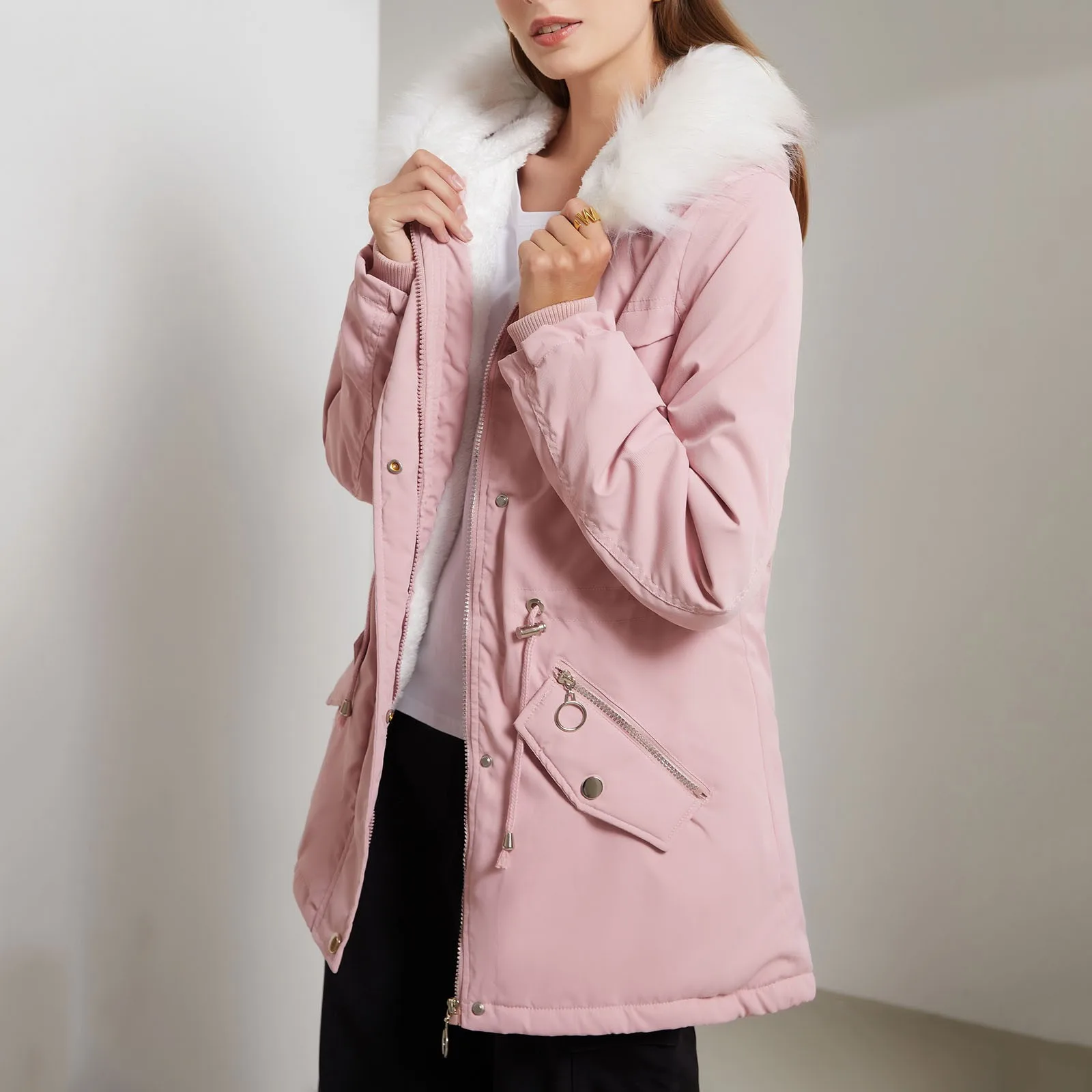 

Fur Collar Hooded Long Parka Women Overcoat Fashion Loose Autumn Winter Windproof Thick Warm Down Jacket Coat Female Outwear