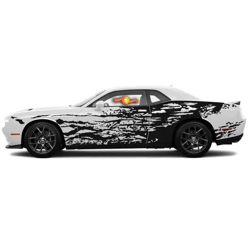 

2x side Grunge Destroyed Vinyl Stripes body decal Door Side Decals Vinyl Graphics fit to Challenger or Charger