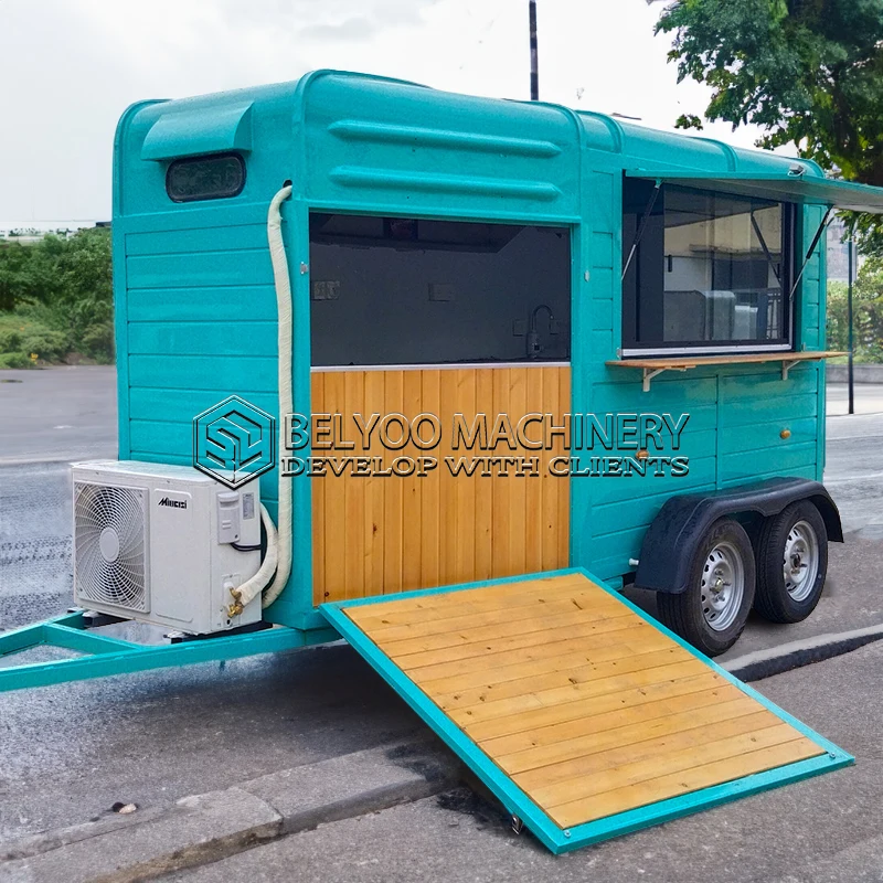 Description Picture 5 of itemBelyoo Horse Trailer Mobile Bar Custom Ice Cream Cart Candy Coffee Vintage Trailer Snack Food Truck Horse Food Trailer for Sale