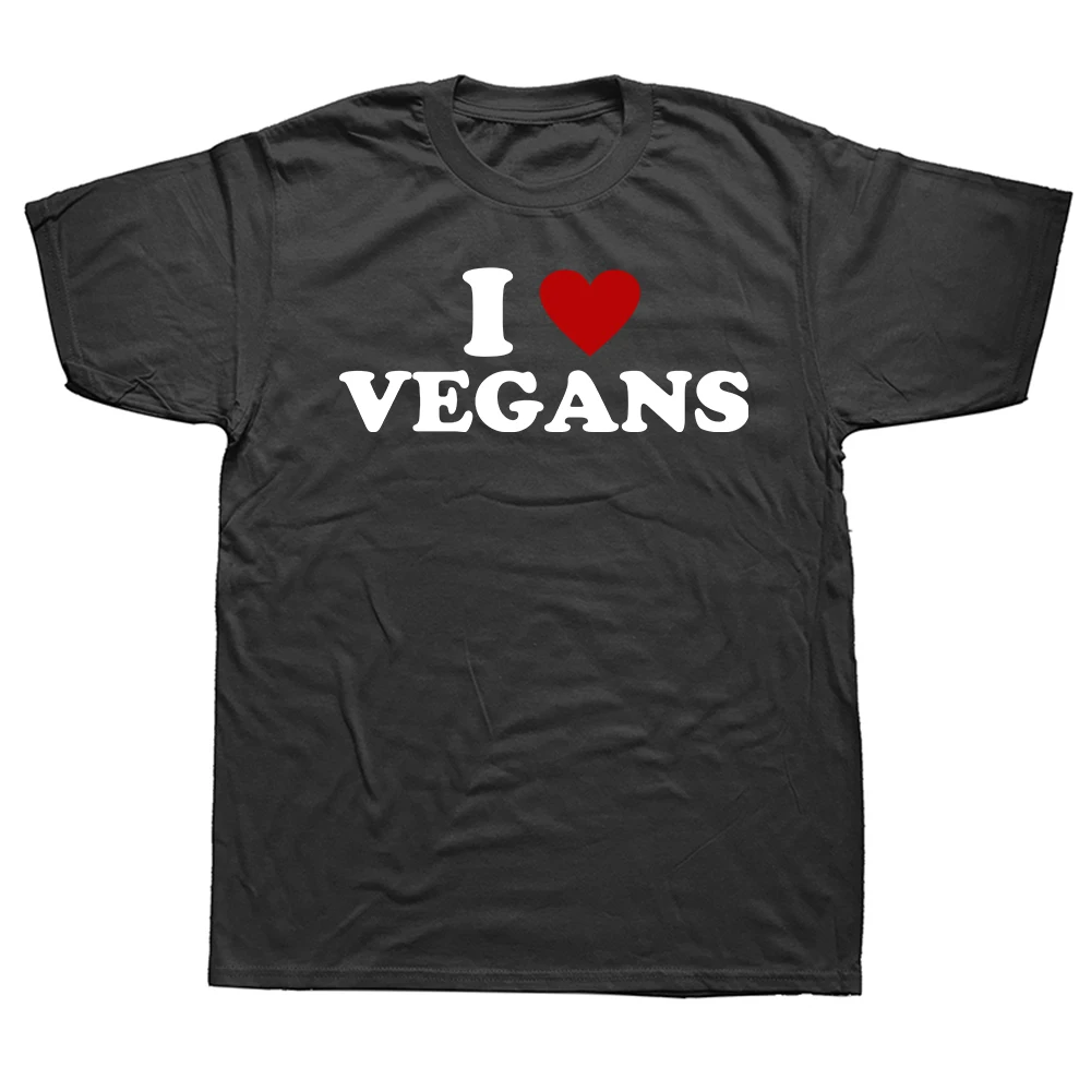 Lustige „I Love Vegans“-Grafik-T-Shirts für Männer und Frauen, modisches Freizeit-T-Shirt aus 100% Baumwolle, locker geschnittenes, übergroßes vegetarisches Pflanzen-T-Shirt