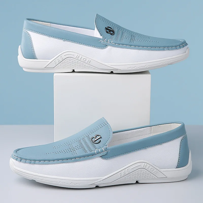 Genuine Leather Shoes Outdoor Men Loafers Slip On Business Casual Leather Shoes Classic Soft Hombre Breathable Men Shoes Flat