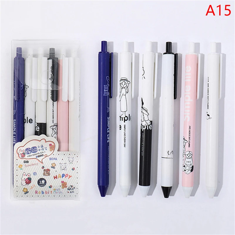 Cute Click Pen Leaf & Cartoon Bear Pen 1pc or 4pc Cute Kawaii Pens