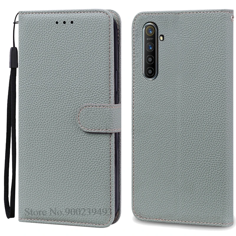 Realme XT Leather Flip Wallet Phone Case with Soft TPU Silicone Cover