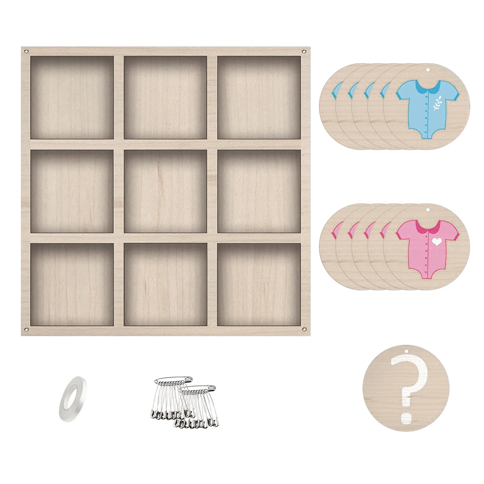 

Tear Resistant Board Game He She Odorless Rustic Baby Gender Reveal Easy To Hang Simple Background Tic Tac Toe Wooden Durable