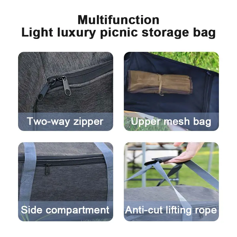 Description Picture 4 of itemOutdoor Camping Cookware Bag  Cutlery Pouch Large Capacity Tableware Handbag Outdoor Stove Tableware Storage Bag for Picnic BBQ