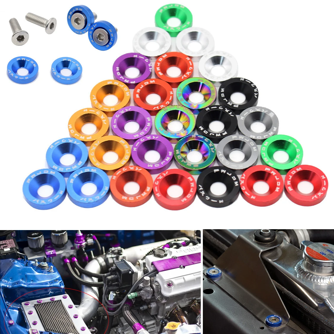 10 pcs Aluminum Car Fender Bumper Engine Washer Bolts JDM M6x20mm Modified Hex Fasteners Concave Screws Universal car accessories,auto fasteners,auto accessories,car screws,kids trousers,fender washers