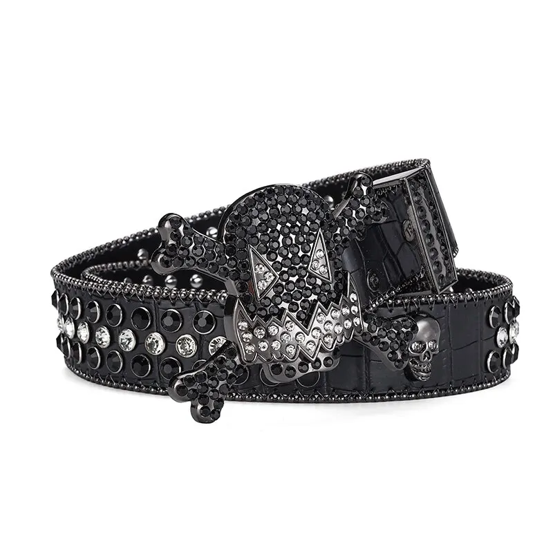 Women's Jeans Skull Head Buckle Rhinestone Belt Y2K Belt