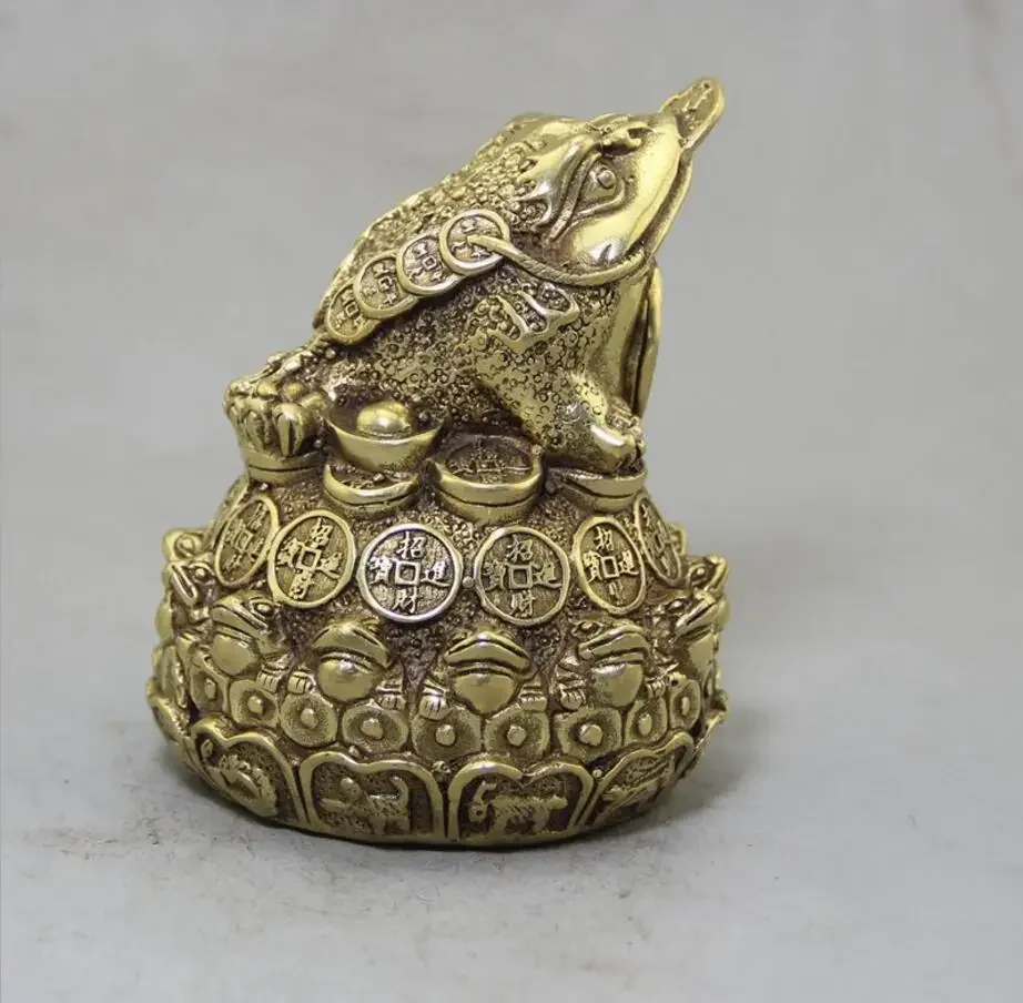 

Copper Statue Exquisite antique antique miscellaneous wholesale collection crafts brass Golden Toad ornaments