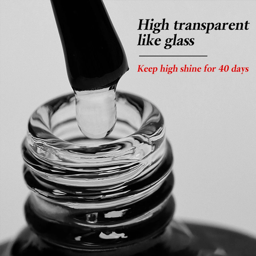 FZANEST Glass Top Coat New Arrival Glass Effect Top Coat no Wipe Base Coat UV Gel Cristal Finish Official Beauty Store 3