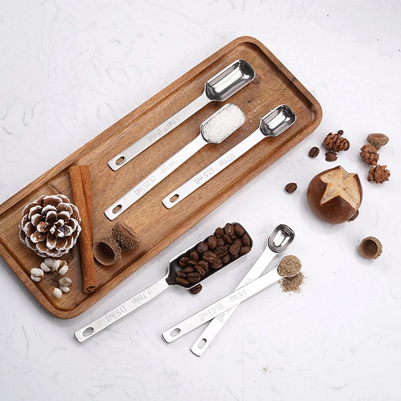 6Pcs Stainless Steel Measuring Spoon Set Seasoning Coffee Tea