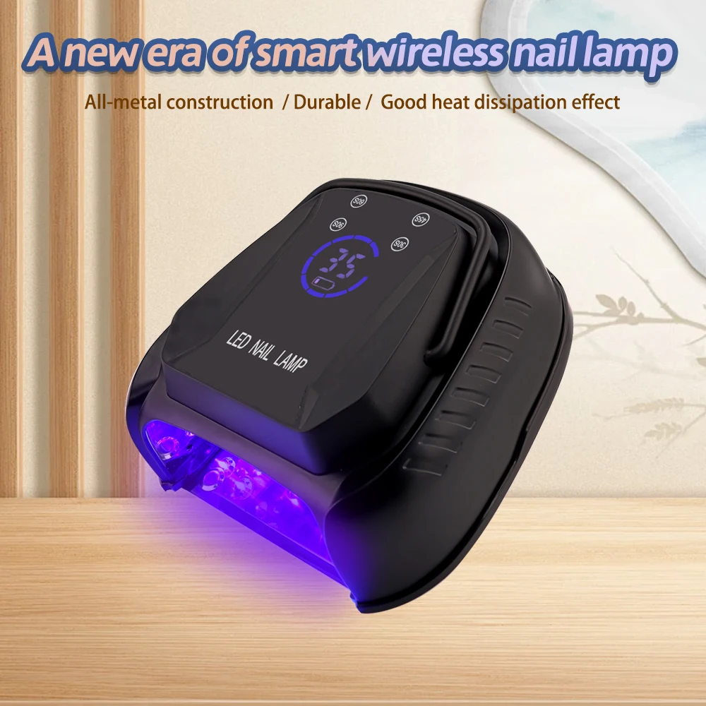 64W Cordless UV LED Nail Lamp Rechargeable Battery Manicure Nail Dryer For Curing Polish 365nm 405nm LEDs 2