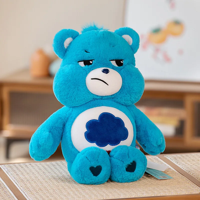 MINISO-Carebears Plush Toy for Children, Rainbow Bear, Blue, Angry Blinking Eye, Soft Sleeping Stuffed Doll,  Gifts 4